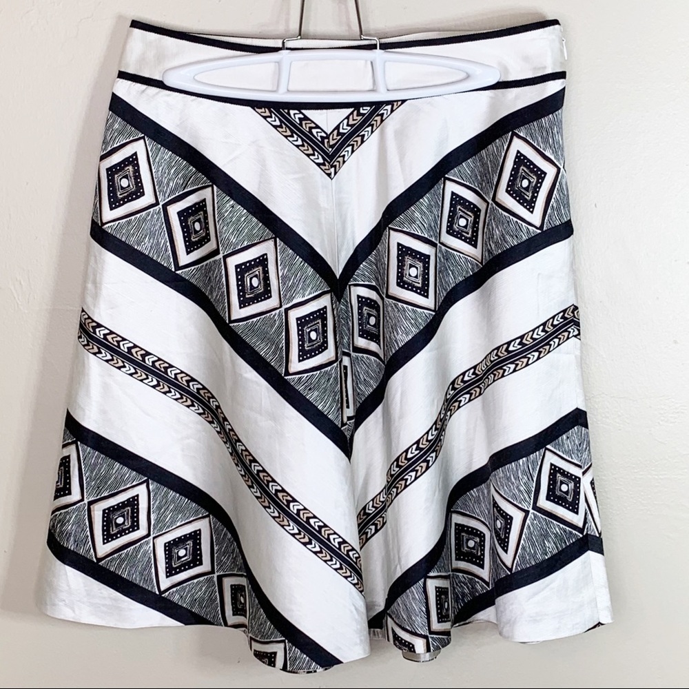White House Black Market Silk Blend Pattern Skirt